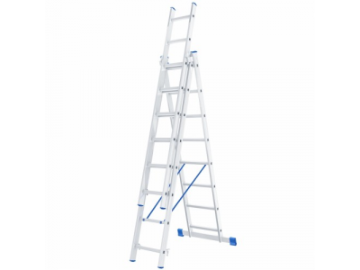 Лестница, 3 х 8 ступеней, алюминиевая, трехсекционная // СИБРТЕХ // Pоссия