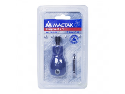 Отвёртка со сменными вставками, 2 в 1, МАСТАК