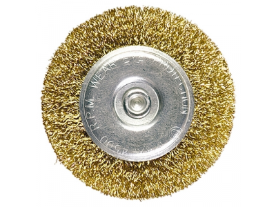 Щетка для дрели, 75 мм, плоская со шпилькой, латунированная витая проволока // MATRIX