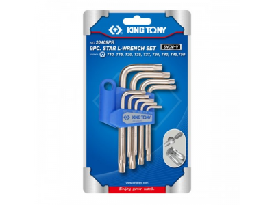 Набор Г-образных TORX, T10-T50, с отверстием, 9 предметов, KING TONY